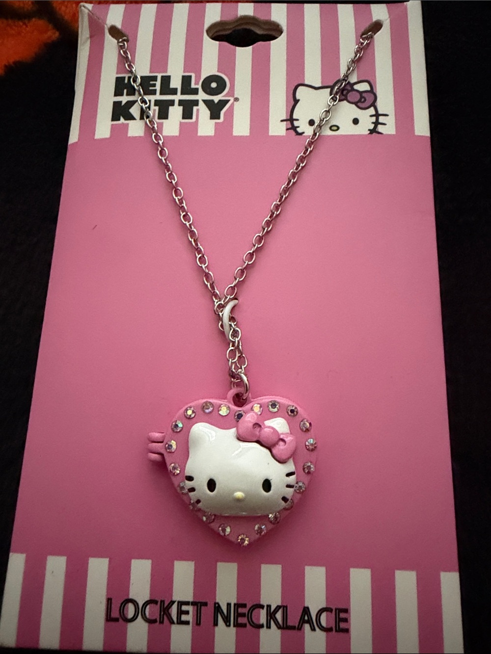 Hello Kitty Pink and White Heart Locket Necklace for Kids